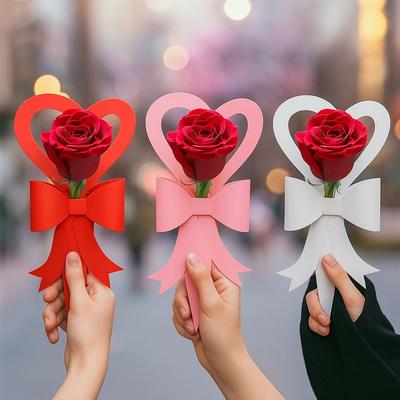Handheld Flower Packaging Box Paper Bowknot Romantic Rose Flower Box Decorative Portable Flower Arrangement Box Party Decor