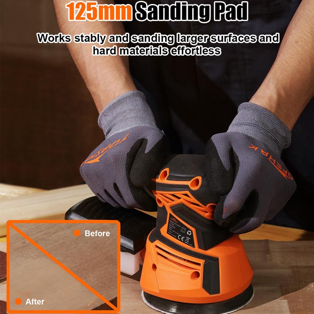 350W Round Random Orbits Sander Electric Wood Grinder Polishing Machine with 20pcs 125mm Sandpaper Dust Collection