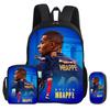 Backpack 3Pcs Set M-Mbappe Bookbag Football Star Shoulder Bag Pencil Bags Child Mochila Sports Schoolbag Kids Gift Rucksack