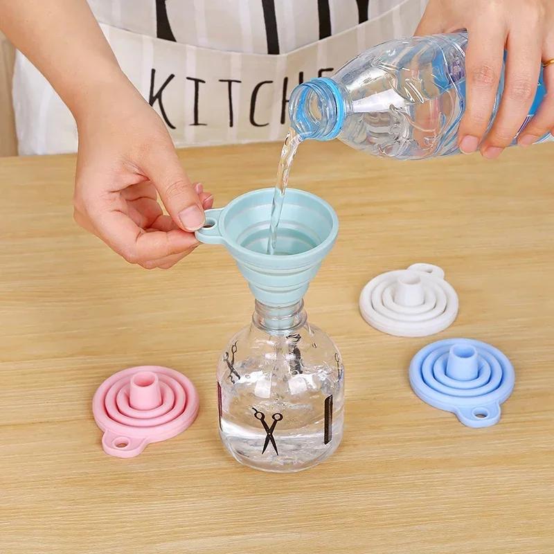 2/5/10 PCS Portable Funnels Foldable Mini Silicone Collapsible Funnel Folding Oil Pot Funnel Kitchen Tool Liquid Dispensing
