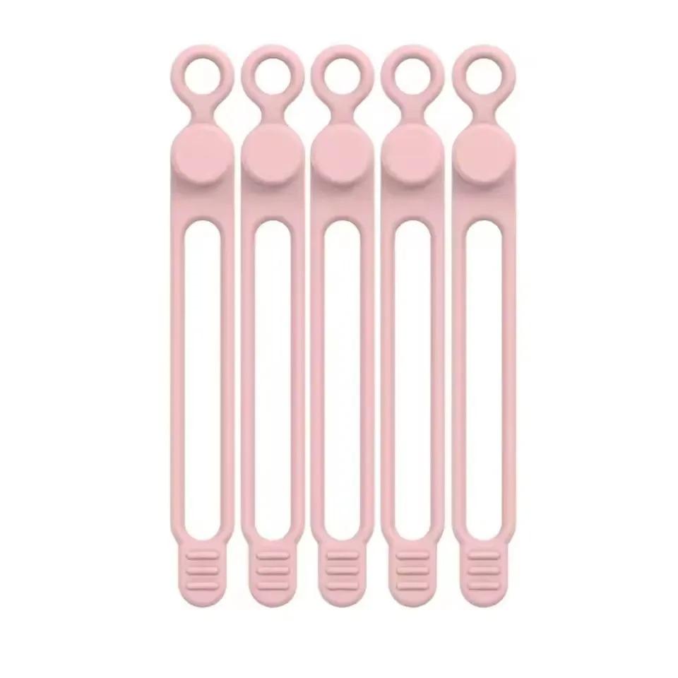 5PCS Silicone Cable Ties Set Elastic Reusable Cord Organizer Multi-function Wire Clip Bandage Cable Wire Storage Harness Strap