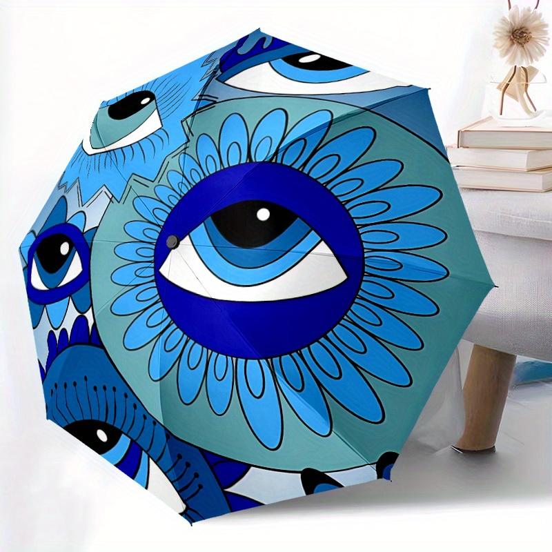 1pc Eye Print Automatic Open, Sturdy Iron Frame, Compact Folding Design, All-Season Portable Umbrella for Women & Men, Outdoor Umbrella Yy25