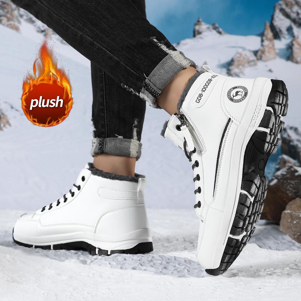 TUINANLE מגפי שלג לגברים נעלי סניקרס חורפיות מכותנה סופר חמות קטיפתיות גברים חיצוניות מונעות החלקה קלות משקל מגפי טיולים נעלי עבודה