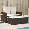 VidaXL Garden Sofa with Cushions 2-Seater, Seat with Footrest, Sofa Bed with Backrest, Patio Terrace Furniture, 365133