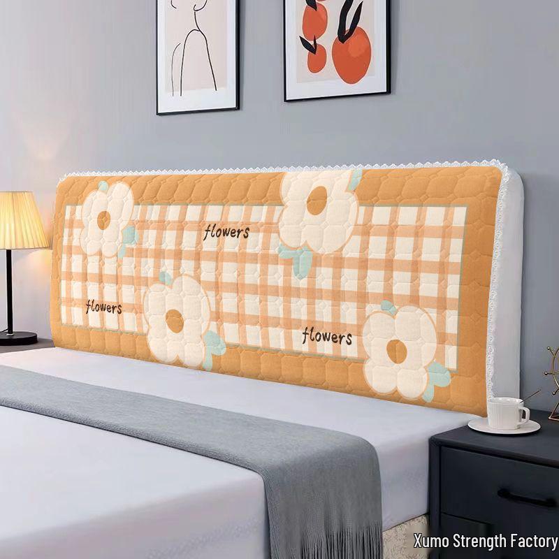 European-Style Quilted Headboard Dust Cover: Thickened Soft Upholstery, Solid Wood Compatible, Full Coverage Protection.