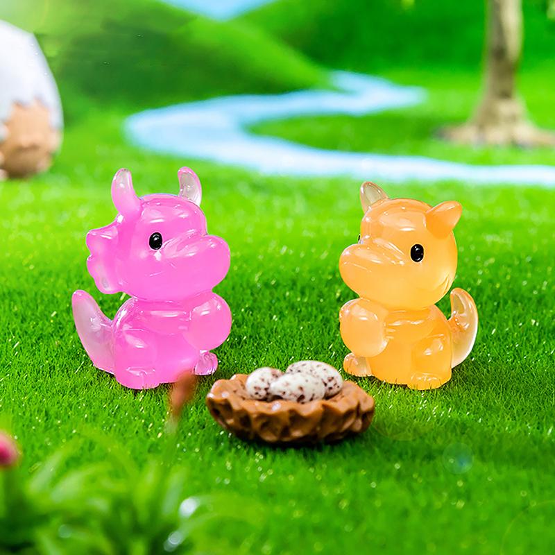 Figurine Miniature Luminous Egg-Holding Dinosaur Cartoon Micro Landscape Ornaments For Fish Tank Aquarium Accessories