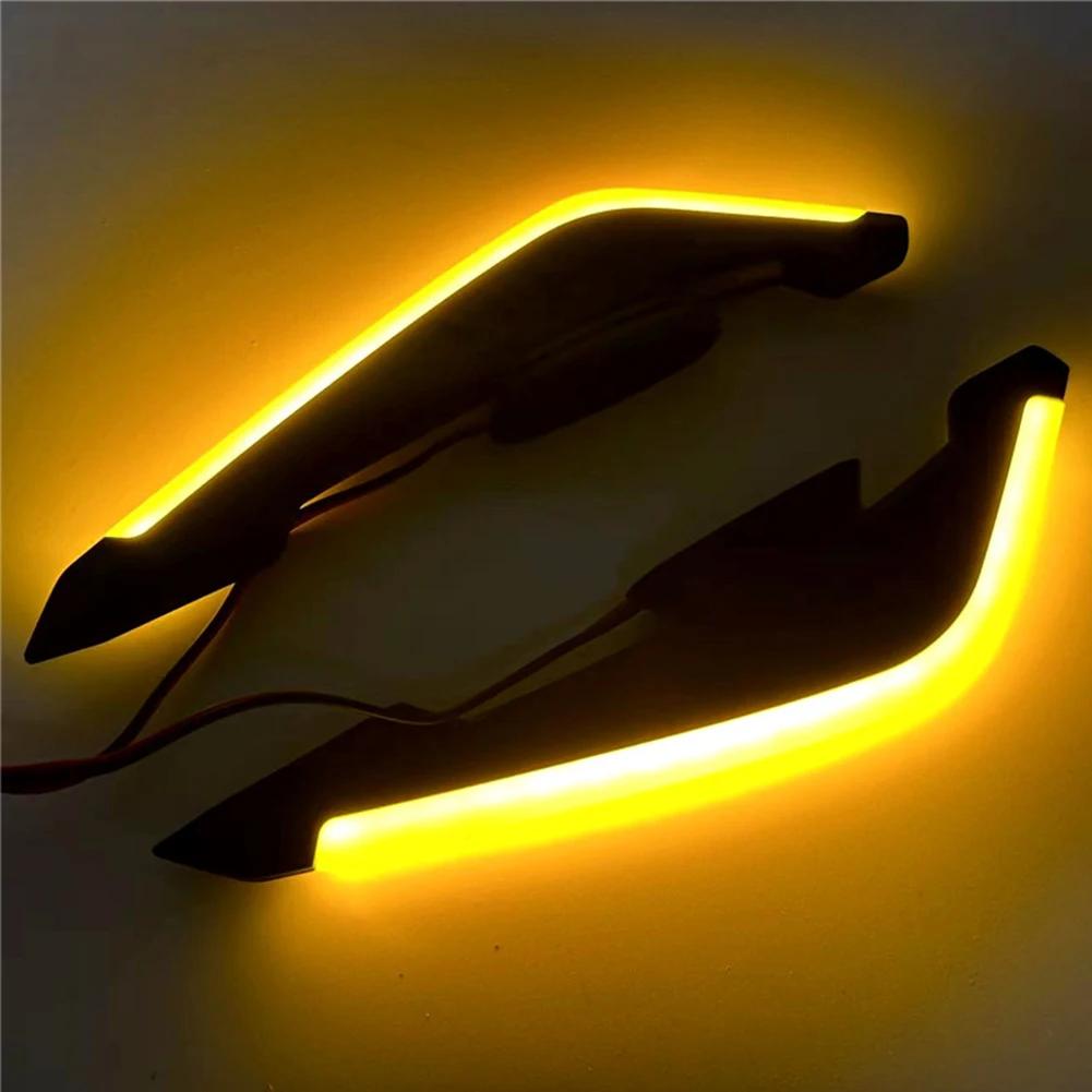 2 Stück Motorrad Frontseiten-Spoiler Winglets Aerodynamisches Flügelset Feste Windabweiser mit LED-Licht Klebe-Dekoraufkleber