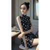 French high-end sense is super good-looking, high-end exquisite small man shows high temperament, beautiful black polka dot dress Zixia