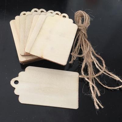 50 Pack Unfinished Rectangle Wood Tags with Holes and Strings Pieces – Easy To Paint, Stain,