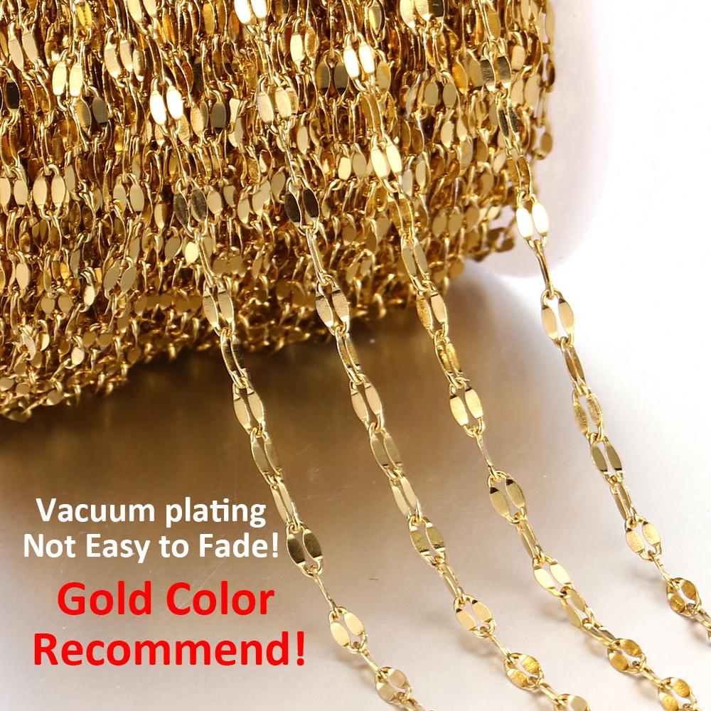 No Fade 2Meters Stainless Steel Lips Chains Handmade Necklace Bracelet Components Wholesale DIY Jewelry Making Accessories Chain