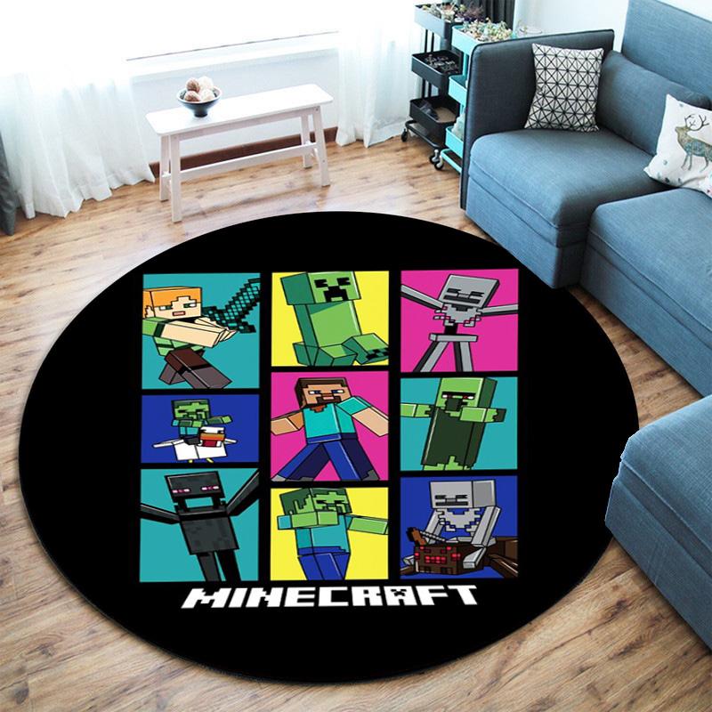 Sandbox Electronic Xbox Games Minecraft Circular Carpet Household Goods Decoration Anti Slip Home Table and Chair Mat Aisle Door Mat Carpet D11