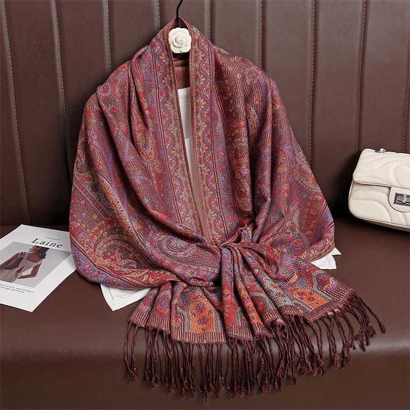 Women Paisley Scarf Cashmere Feeling Pashmina Shawls Tassel Hijab Head Wraps Femme Winter Scarves Foulard Bufanda