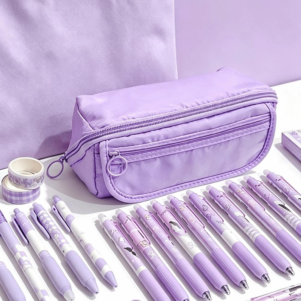 Large Capacity Multi-Compartment Pencil Case Polyester Pen Bag Stationery Organizer Professionals