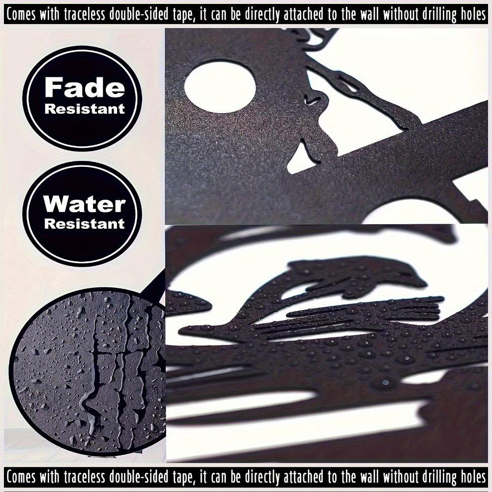 Shark Palm Tree Metal Wall Sign Black Address Phone Name Plate Indoor Outdoor Decor