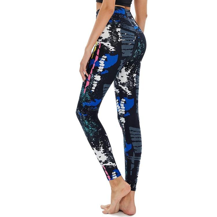 High-waisted Peach-bottom Yoga Trousers Outdoor Tummy-slimming Stretchy Form-fitting Quick-drying Sports Leggings for Women with A Printed Design
