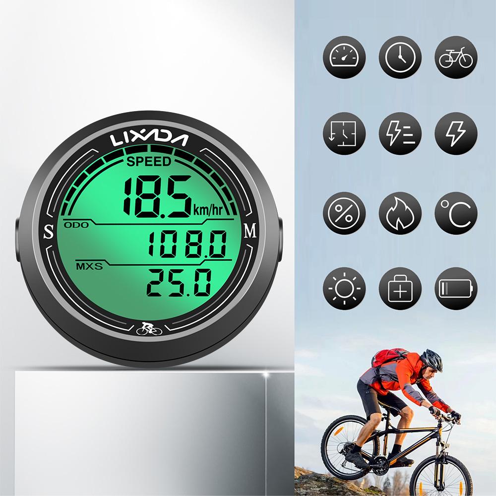 

Wired Bike Speedometer Waterproof Round Shaped Bike Computer Backlight Screen Cycle Odometer White Screen