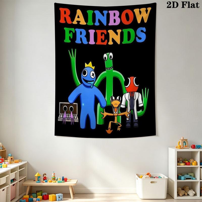 Rainbow Friends Force Wandteppich Ästhetischer Wandbehang Bedruckte Stoffdecke Dekorative Wandteppiche für Schlafzimmer Wohnzimmer Heimdekoration