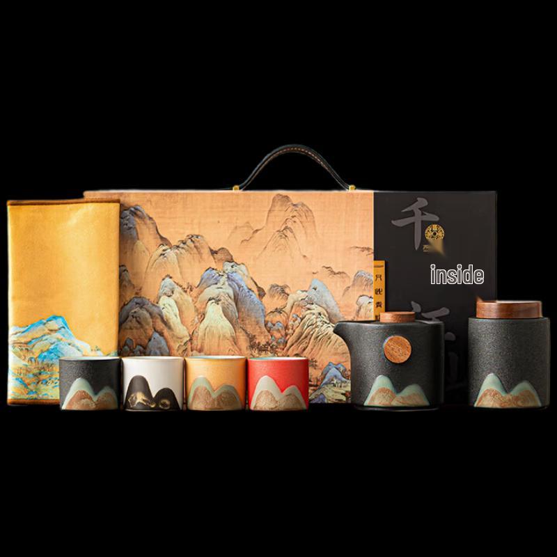 Su s Ceramic Hand-painted  A Thousand Li of Rivers and Mountains  Tea Set