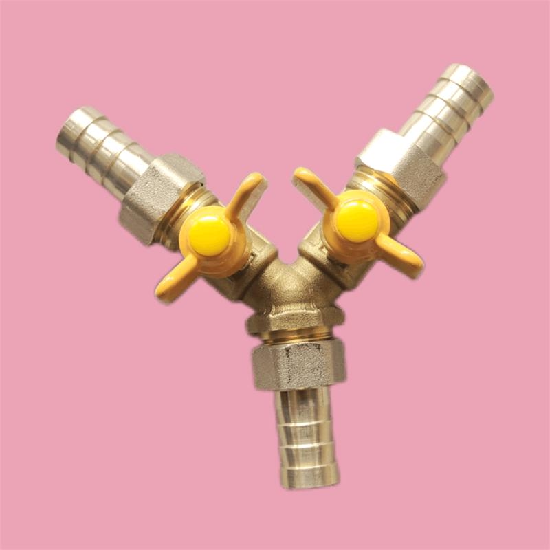 Brass Push-to-Connect Ball Valve Reducing Tee for Water Pipes (Sizes: 6/8/10/12/14/16mm)