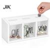 All Ages Cash Savings Tool Wooden Piggy Bank 3-Compartment Money Saving Box Visualized Bills Durable Coins for Kids Adults Bedroom Office Convenient