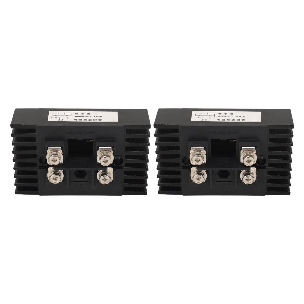 2Pcs Single Phase Bridge Rectifier 100A 1600V 4 Terminals Current Conversion Module Waterproof