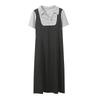 Large Size Summer New Fat MM Waist Fake Two-piece Lapel Kink Design Women's Medium and Long Dress 262558
