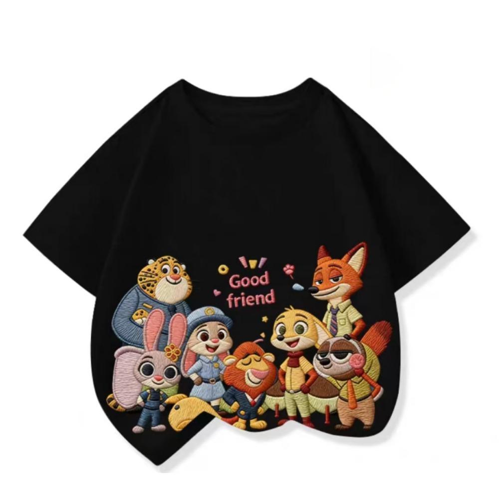 Crazy Animal Cartoon Pattern Short-Sleeved T-Shirt -Popular Children's Shirt