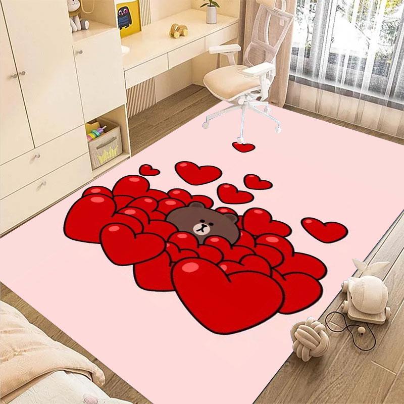 Non-slip decorative rug, cute cartoon welcome mat, Line Friends series pattern, a gift for friends and family.