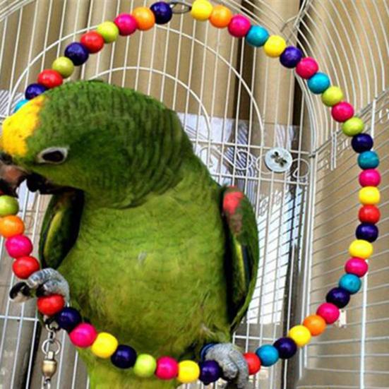 Parrot Bites Toy Fuuny Wear-resistant Spiral Ladder Wood Beads Bird Swing for Home