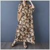 Women's Vintage Long Dress with Cotton and Linen Patterns