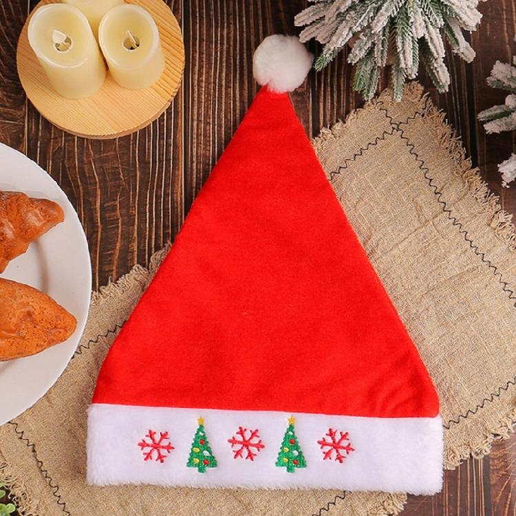 Plush Christmas Santa Hat with Embroidery Brim for Holiday Parties Giving Love