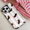 Sausage dog striped pattern 2-in-1 phone case suitable for iPhone 17 16 15 14 13 12 11 Pro/Max/Plus anti drop and shockproof