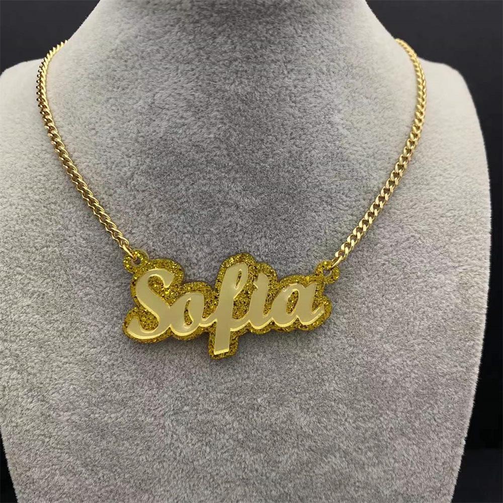 DIY Acrylic Custom English Letter Name Necklace - European & American Style