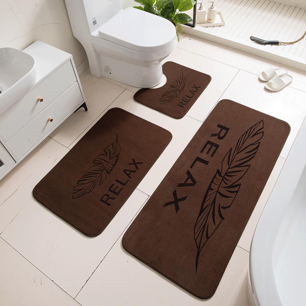 3D Carved Three-Dimensional Bathroom Floor Mat Toilet Three-Piece Non-Slip Absorbent Carpet