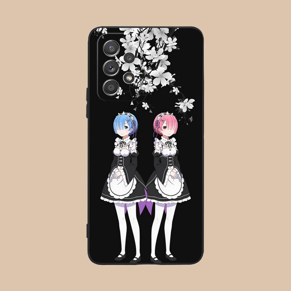 ReZero Rem Ram Matte TPU Mobile Phone Case for Samsung Galaxy M55 54 42 35 34 33 32 23 22 15 14 13 12 F55 5G Colorful Cover