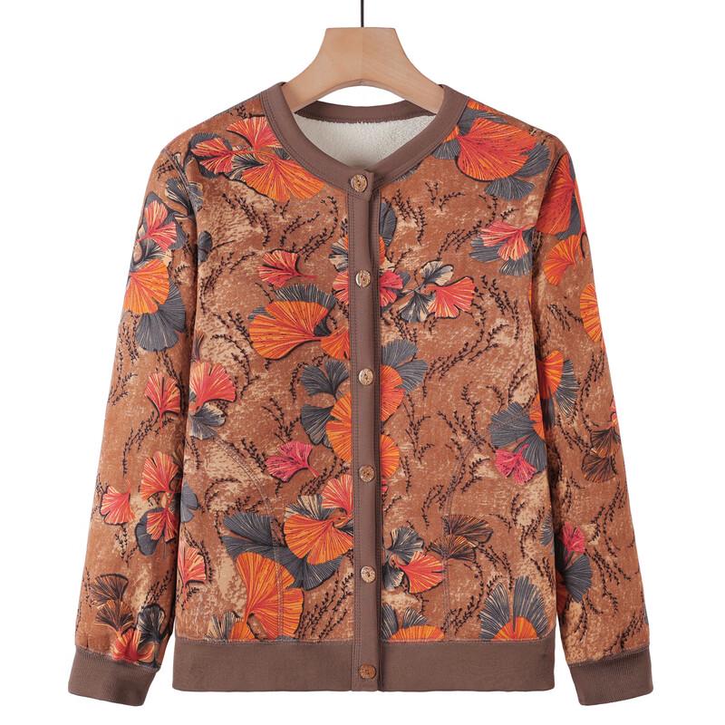 Tucano Women's Elderly Winter Thickened Fleece Cardigan Jacket