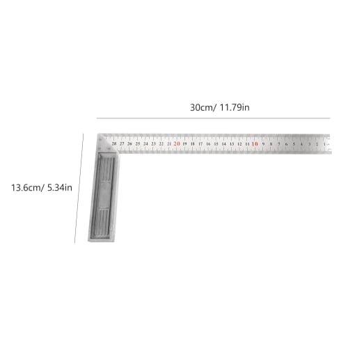 LEDMOMO Stainless Steel Right Angle Ruler for Carpentry, Right Angle, Multi-Purpose Square, Straight Ruler, Metal Square Ruler, Silver, Curved Ruler,