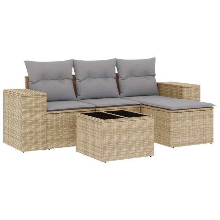 VidaXL Garden Lounge Set with Cushions 5 Pcs, Patio Sofas, Patio Furniture Set, Outdoor Furniture, Beige 3254816