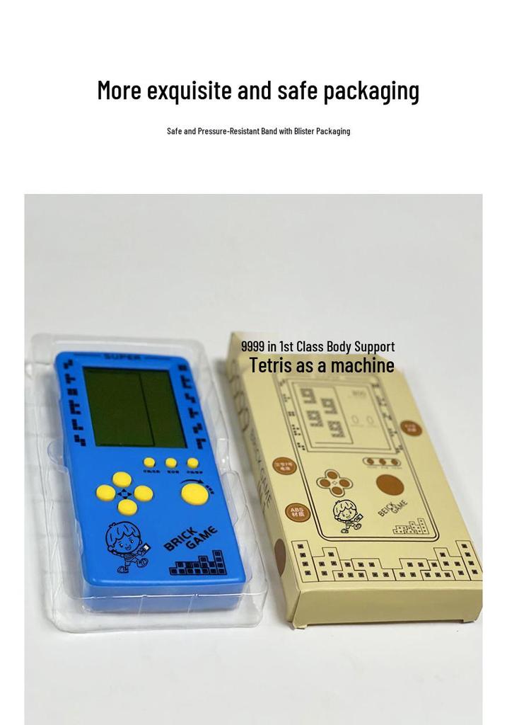 4,1-Zoll Retro Tetris Spielkonsole: Handheld Lernspielzeug für Kinder im Vintage-Stil