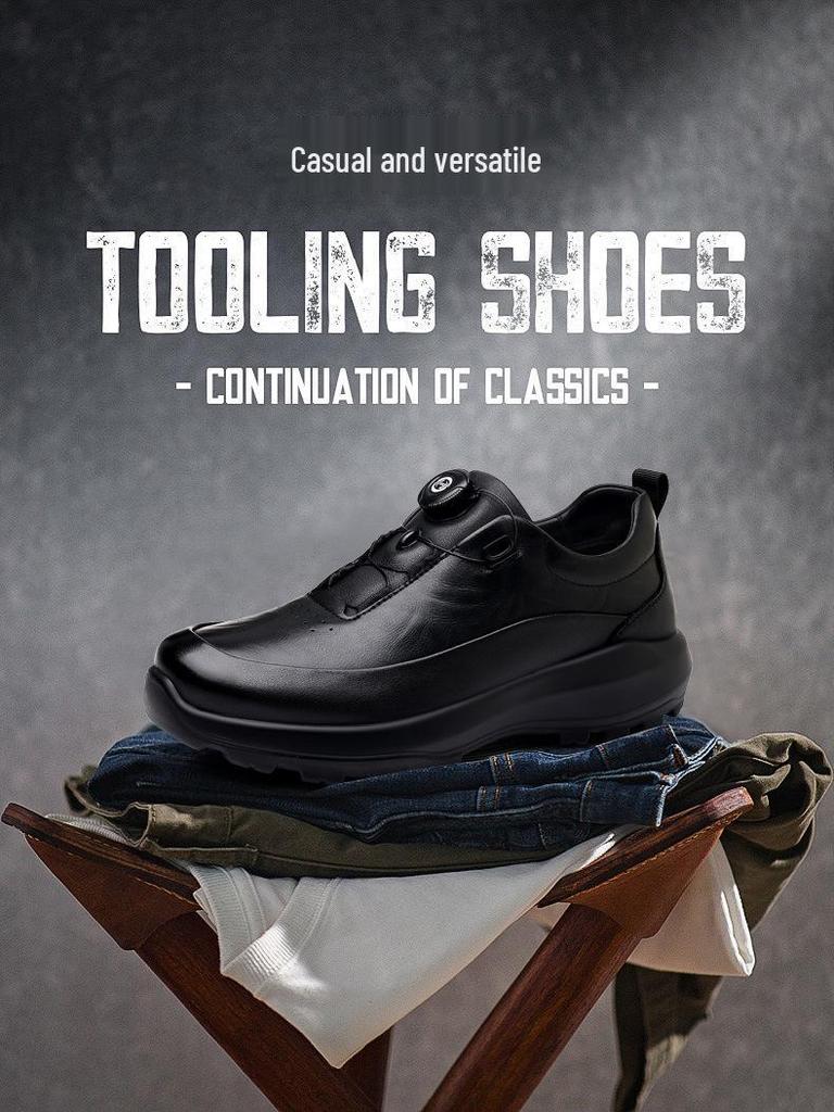 Men's Spring 2026 Rotating Buckle Leather Shoes - Business Casual, Outdoor Fashion, Sports, Travel, and Mountaineering.