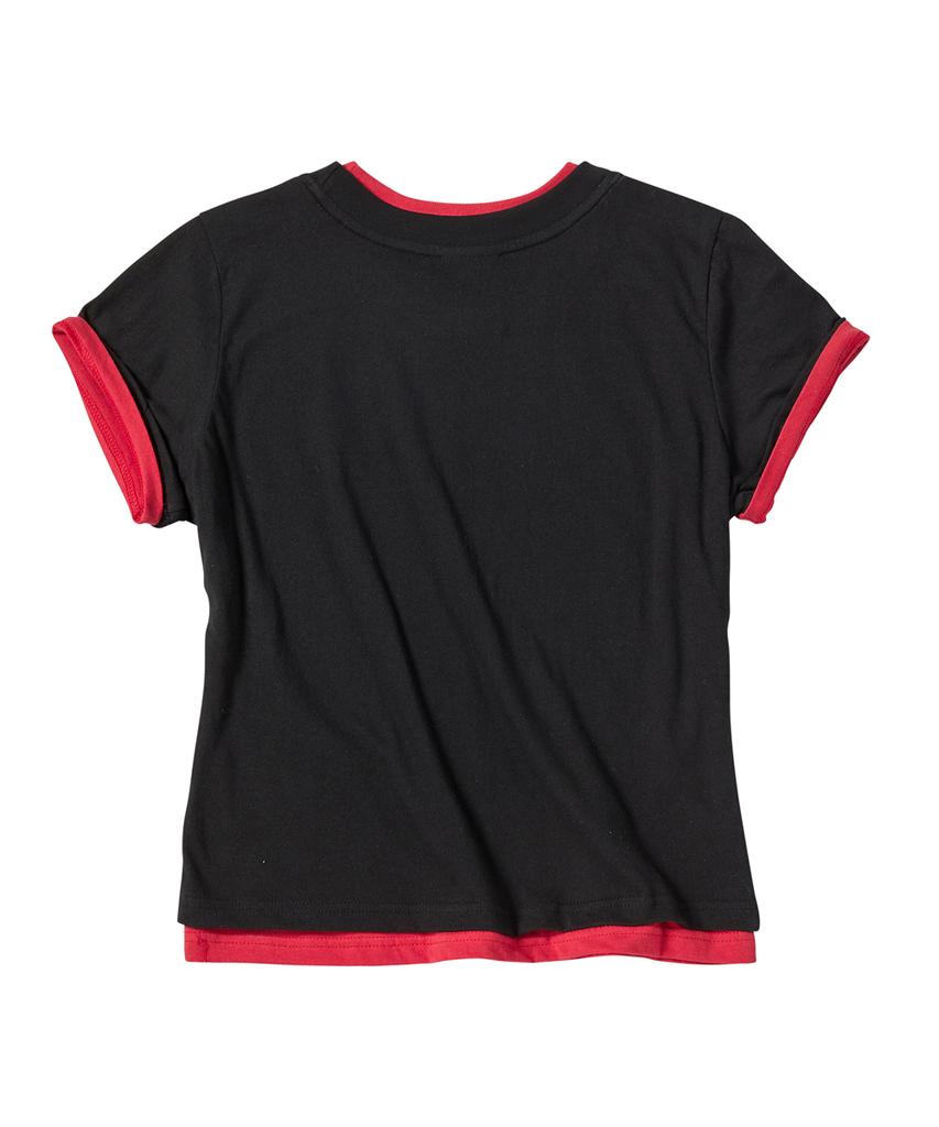 Eontaiteulseoul Untitle Layered Crop Short Sleeve Black