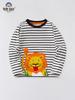 2025 Autumn/Winter Children's Long-Sleeve T-Shirt with Cartoon Lion Embroidery and Floral Design