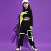 Girls Hip Hop Dancewear Short Top + Half Sleeve + Elasticated Trousers 3 Piece Sportswear Set