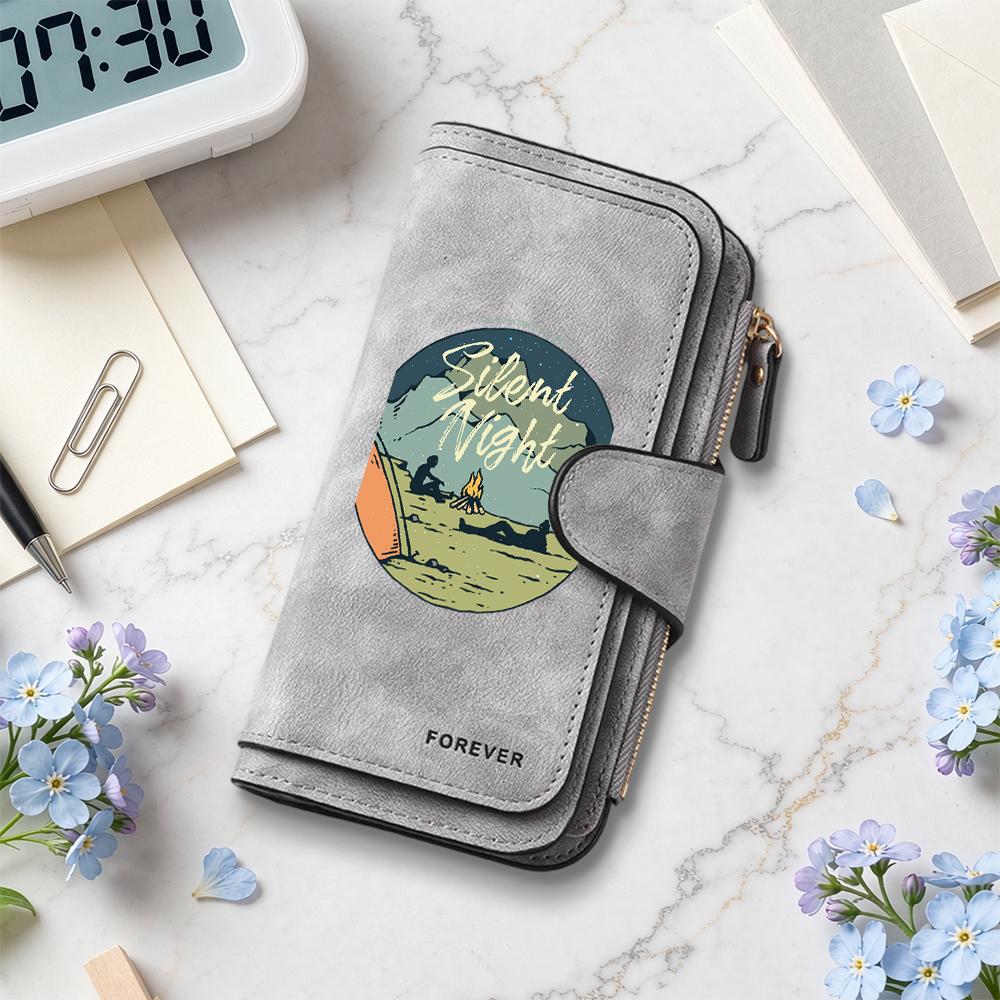 Retro Wallet with Camping Pattern