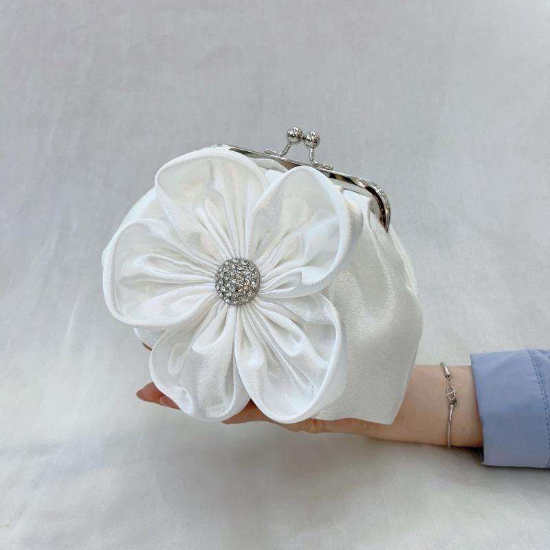 New Flower Portable Oblique Dress Women's Bag Satin Fairy Bride Bridesmaid Versatile Bag