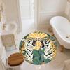 Leaf Tiger,Round Area Rug,Carpet Rug for Living Room Bedroom Sofa Playroom Decor,Non-slip Floor Mat