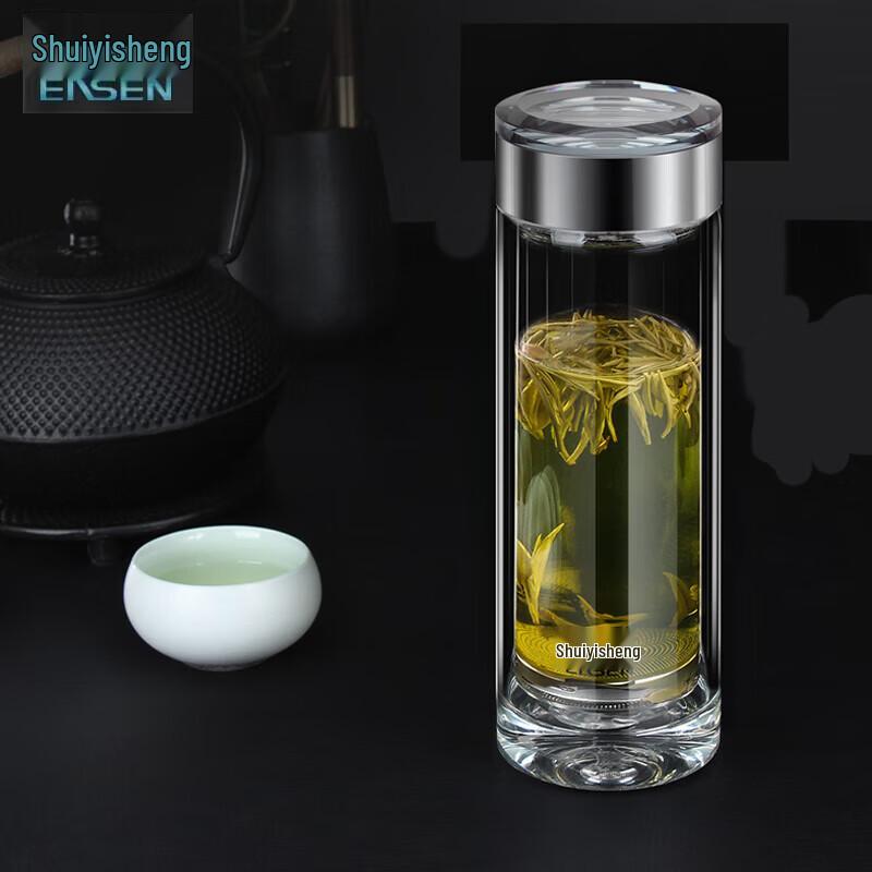 Shuiyisheng 380ml Double Wall Glass Tea Infuser Mug