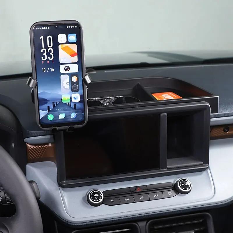 For Ford Maverick -25 ABS Black Car Dashboard Storage Box Tray Phone Holder GPS Navigation Bracket Interior Car Accessories