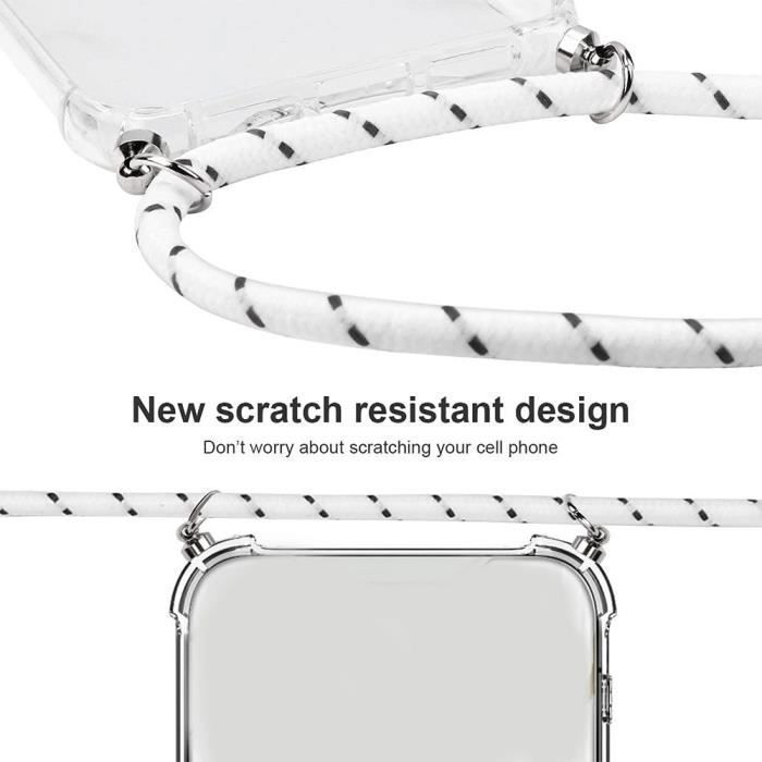 Coque - Samsung - A42 - Transparente - Souple - Cordon Réglable Blanc