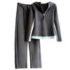 Women's Casual Color Block Hooded Sweatshirt & Straight-Leg Pants Set - Autumn New Arrival